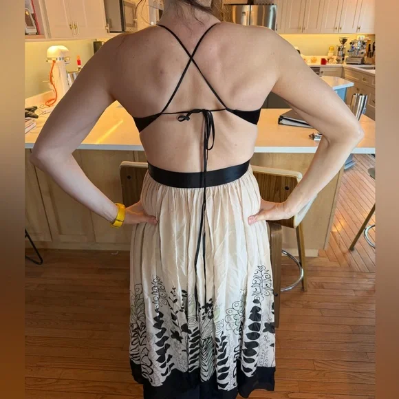 BCBG Max Azria Silk-Contrast Midi Dress EUC - Picture 10 of 11